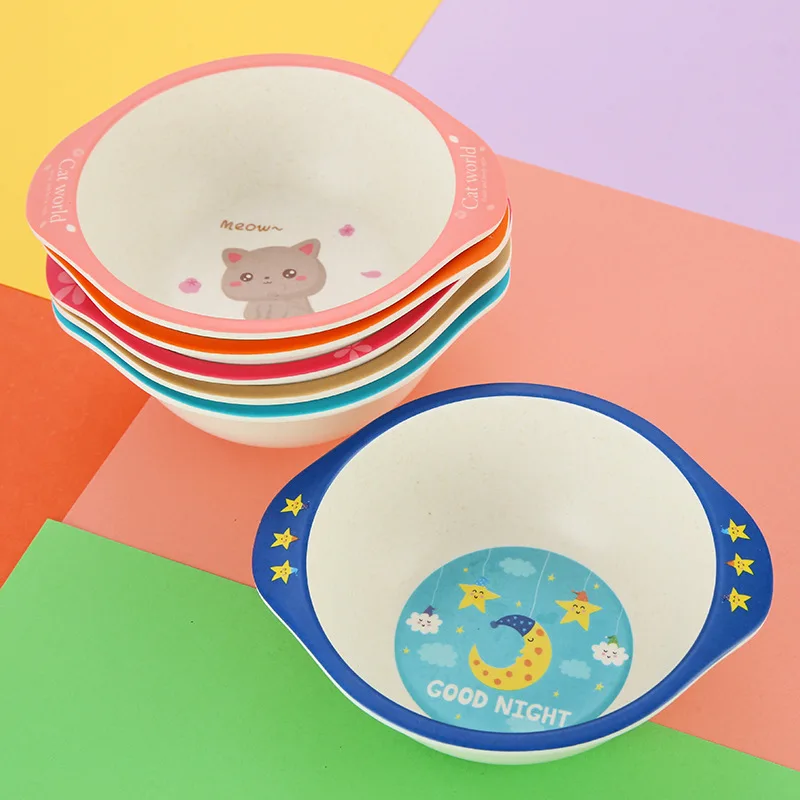 Bamboo fiber cartoon round bowl for child baby healthy environmental bowl kids dinnerware cartoon tableware Bamboo fiber cartoon round bowl for child baby healthy environmental bowl kids dinnerware cartoon tableware