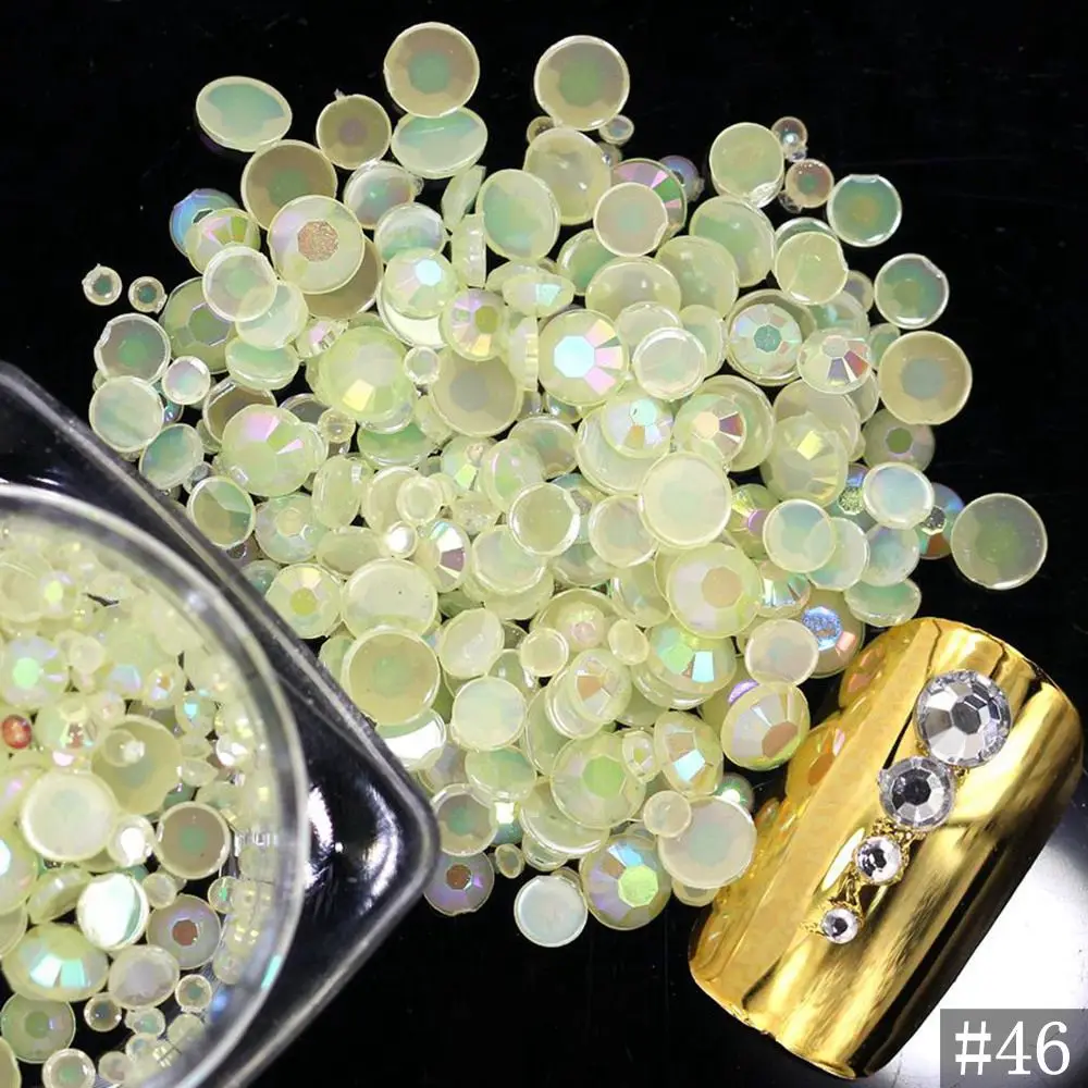 1 упаковка, 500 шт, цветные кристаллы для ногтей, драгоценные камни, Стразы 3D, блестящие плоские с задней стороны, стеклянные камни, AB Блеск, сделай сам, украшения для ногтей