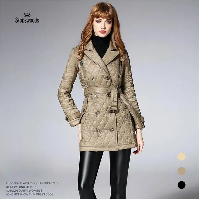 Cheap Winter Trench Coat For Women Basic Coats Burderry Womens Double Breasted Coat Womens Quilted Coat Cotton-padded Clothes Ukraine