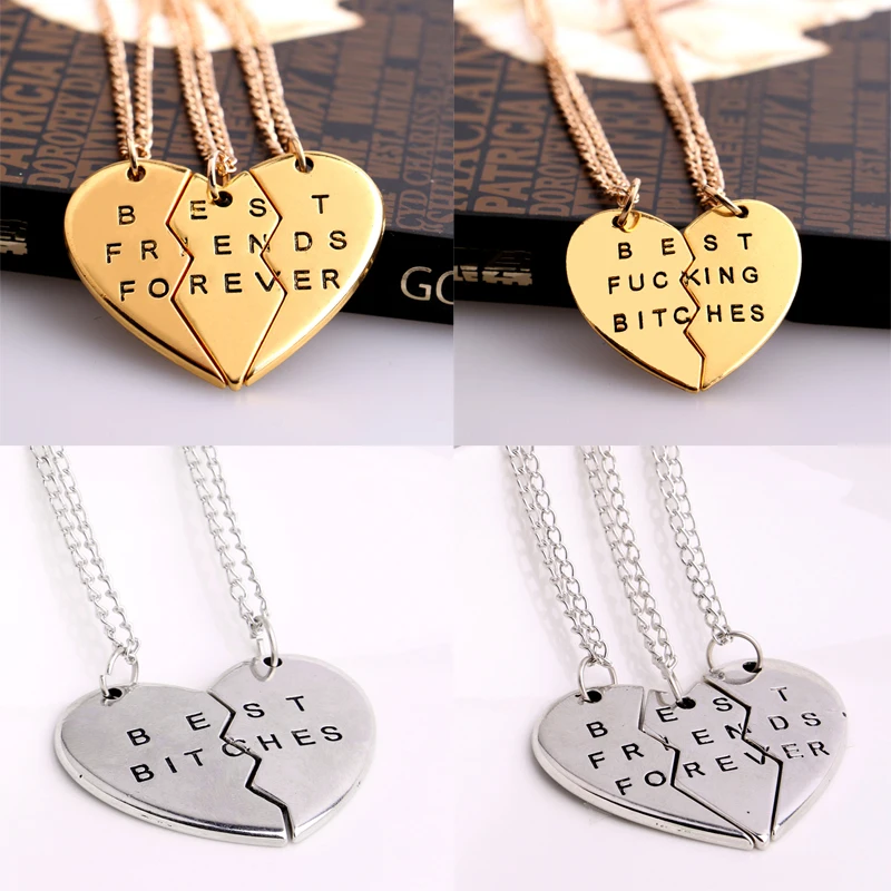 Broken heart Best Friend Necklace Bitches Pendant Necklace 2PC/Set BFF