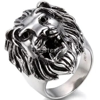 

New Jewelry Biker Mens Vintage Style Casting Stainless Steel Lion Head Ring Band Boys Gifts