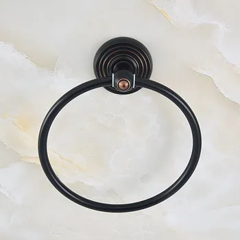 

Black Oil Rubbed Brass Bathroom Wall Mounted Towel Ring Holder Bathroom Accessories Bath Hardware Circle Pattern Base mba918