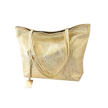 Сумки на плечо, хит, повседневные, крокодиловые, Женская Большая Сумка-тоут, дамские сумки, сумки для женщин, золотые