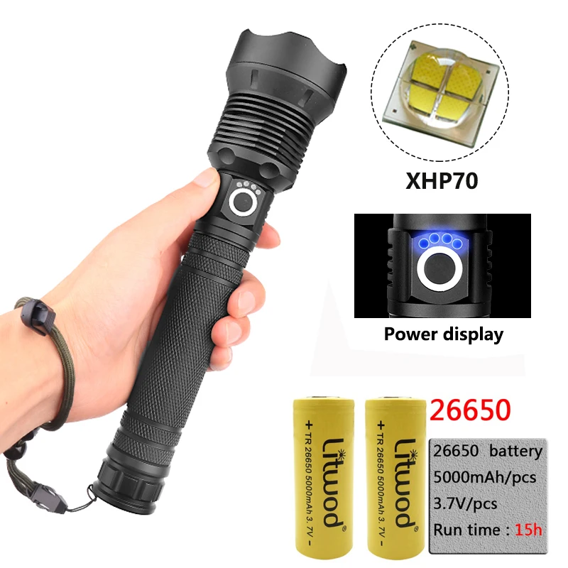 Z20Litwod 1282 CREE XLamp XHP70 Мощный тактический светодиодный фонарь 26650 18650 аккумулятор