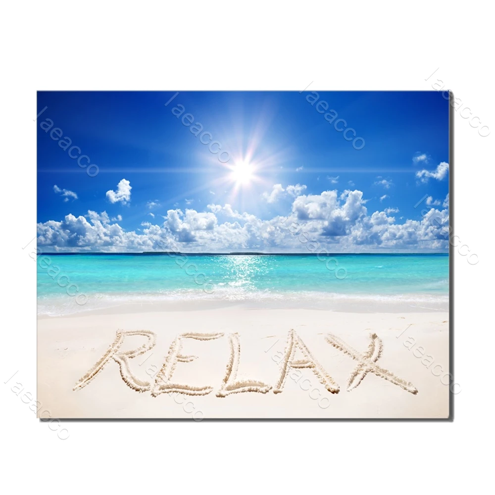 

Laeacco Nordic Painting in Canvas Seaside Relax Sunshine Posters and Prints Wall Artwork Living Room Bedroom Home Decor No Frame