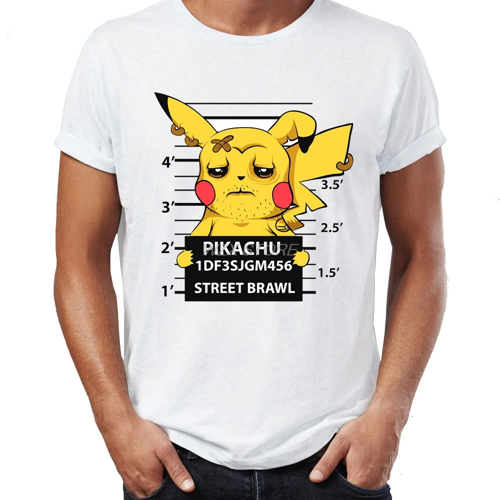 Мужская футболка Charizard Пикачу Сквиртл Покемон Mugshot Badass Artsy Tee унисекс короткий