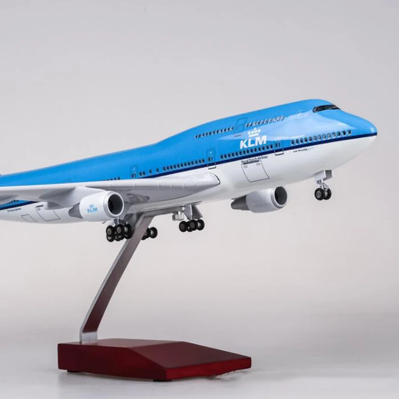 1/157 масштаб 47 см самолет Boeing B747 KLM королевский синий белый голландские авиалинии Модель W светильник колесо литье под давлением пластиковая Смола самолет Collec