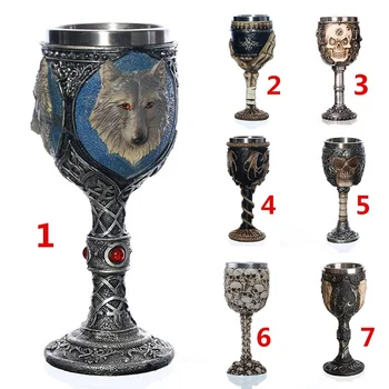

200ML Unique Gothic Goblet 304 Stainless Steel Resin Material Drinkware Barware for Home Office Halloween Party 1 Pcs Wine Glass