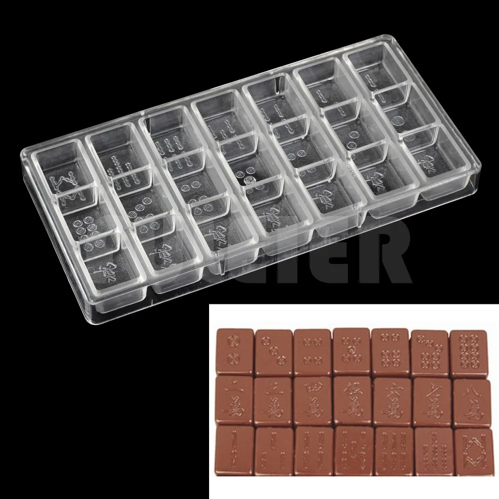 

DIY polycarbonate chocolate mold,Chinese Style Mahjong shaped making chocolate moulds cake candy confectionery tools for baking