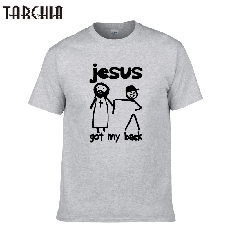 

TARCHIA New Arrived t-shirt cotton tops tees men short sleeve jesus got my back kids boy casual homme t shirt tee plus fashion