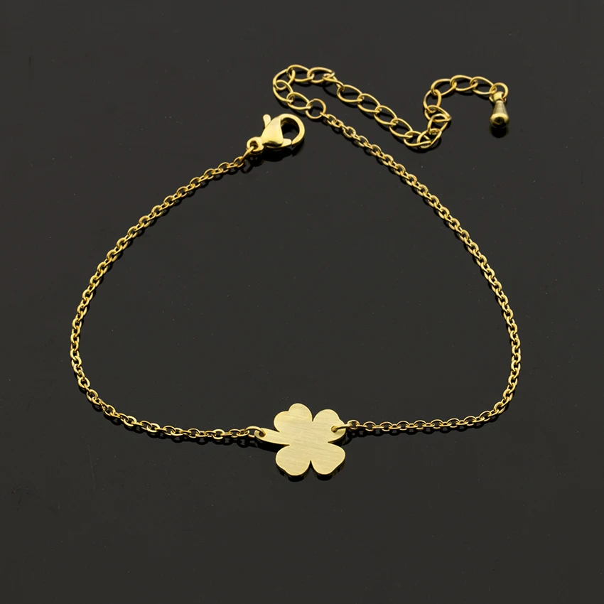 Stainless Steel Good Luck leaf Clover Bracelet For Women Shamrock St. Patrick's Day Best Friend Irish Bracelets 9 _MG_3268