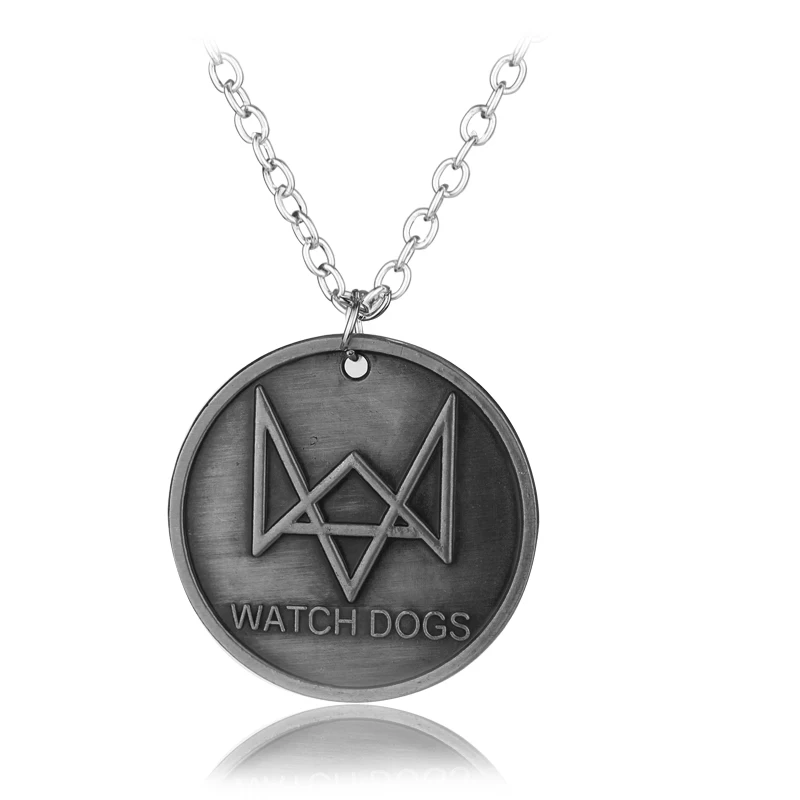 

MQCHUN New Arrival Game Watch Dogs 2 Dedsec Round Pendant Necklace With Link Chain For Men Christmas Party Gifts Jewelry