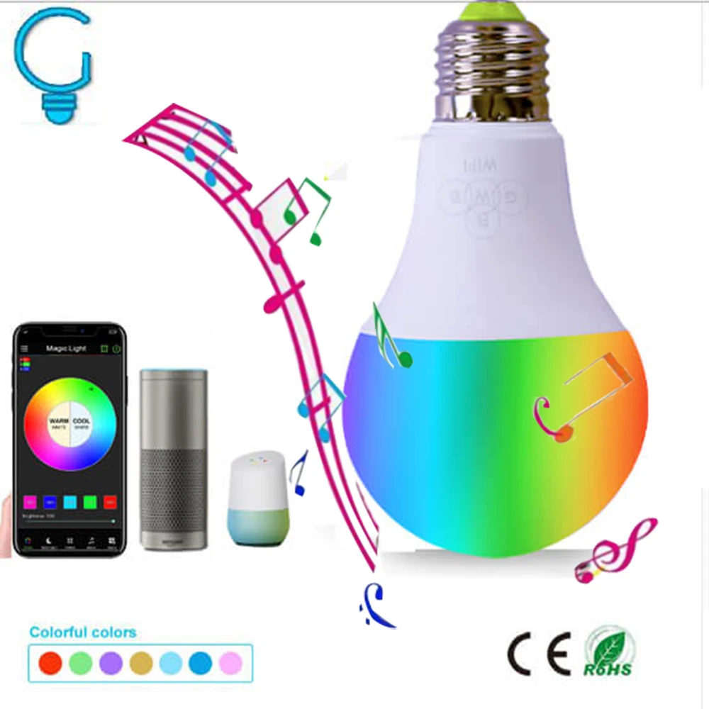 Умная E27 лампа с регулируемой яркостью музыка RGBW смартфон приложение Vioce