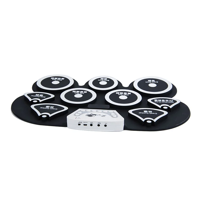 

New Electronic Roll up Drum Pad Kit Portable Silicone Foldable with Wooden Stick LMH66