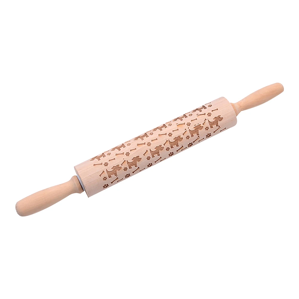 Christmas Snowflake Embossing Rolling Pin Gingerbread Baking Cookies Wooden Noodle Biscuit Fondant Cake Dough Patterned Roller - Цвет: Style A