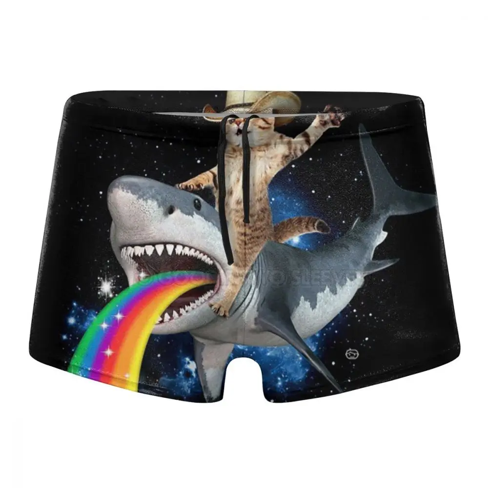 

Cowboy Cat Rainbow Shark Pattern 3D Printing Speedo Men's Bathing Male Swimming Trunks Men Boxer Swimwear Sexy Low Waist