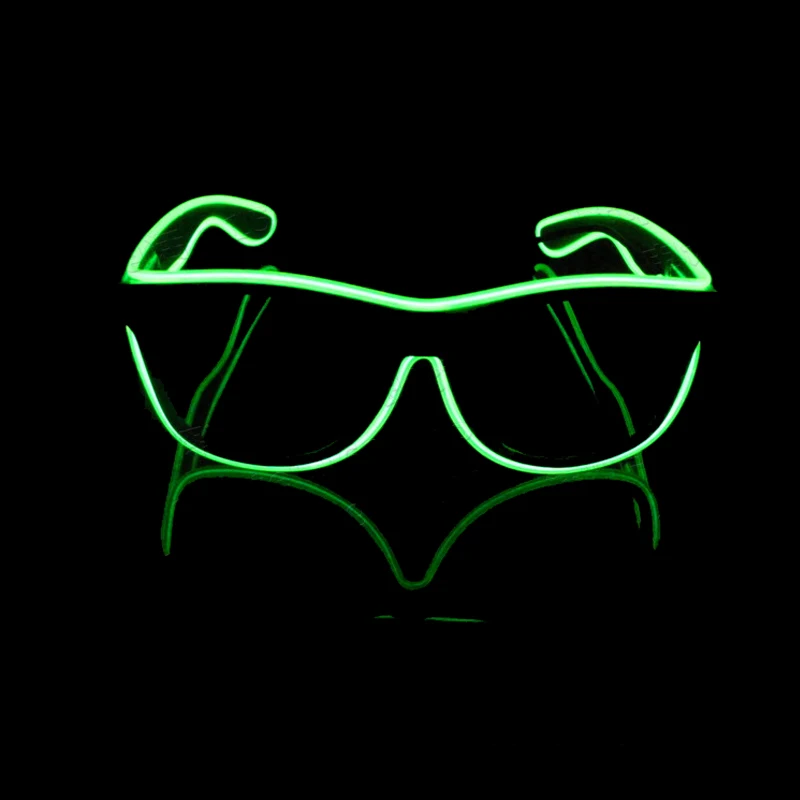 LED Glowing Glasses Flashing Glass EL Wires Novelty Party Decorative Club Lighting Cosplay Masks Gift Bright Light Sunglasses - Цвет: Fluorescent green