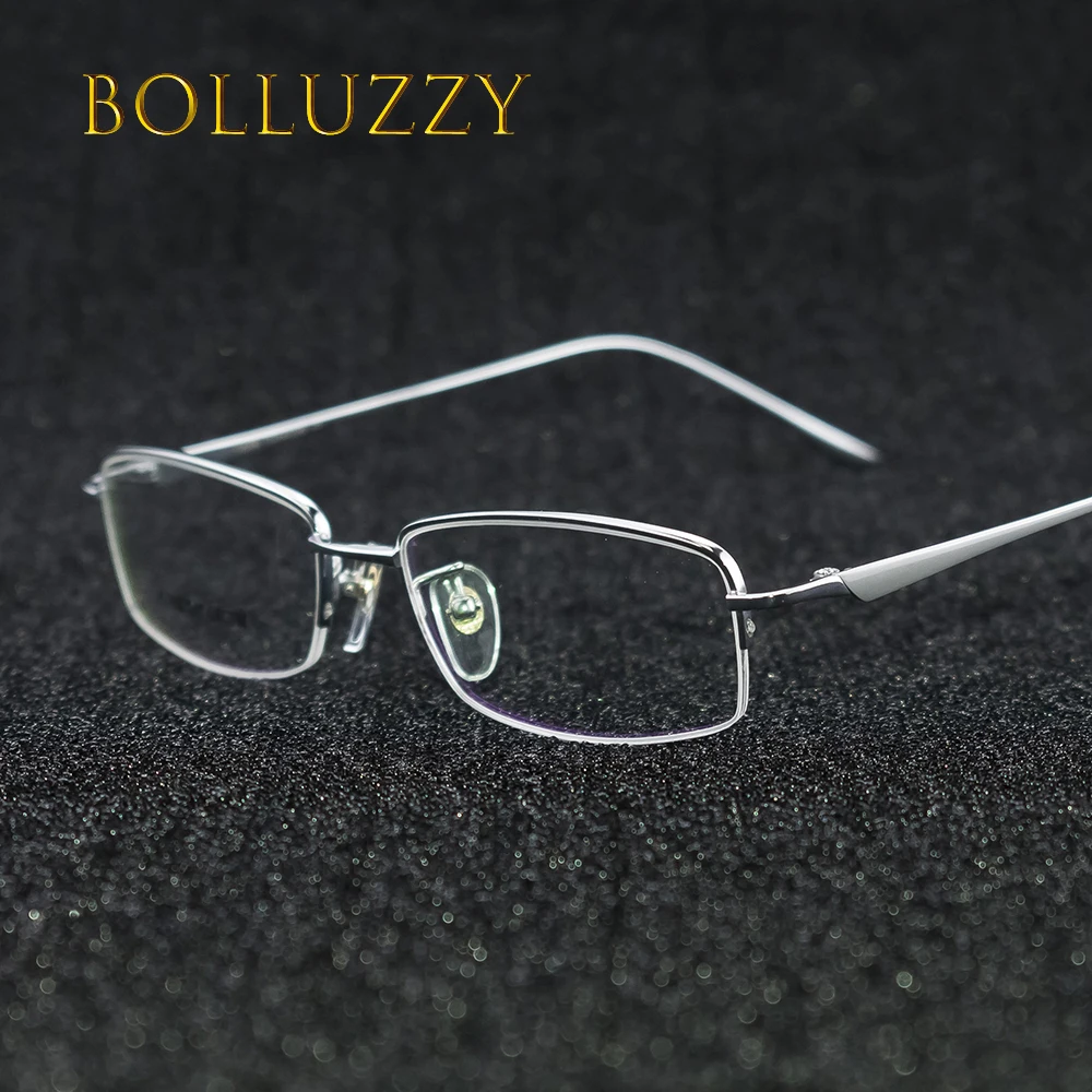 

Men women titanium degree eyeglasses frame reading computer finding optical prescription half golden eyeglasses frame eye wear