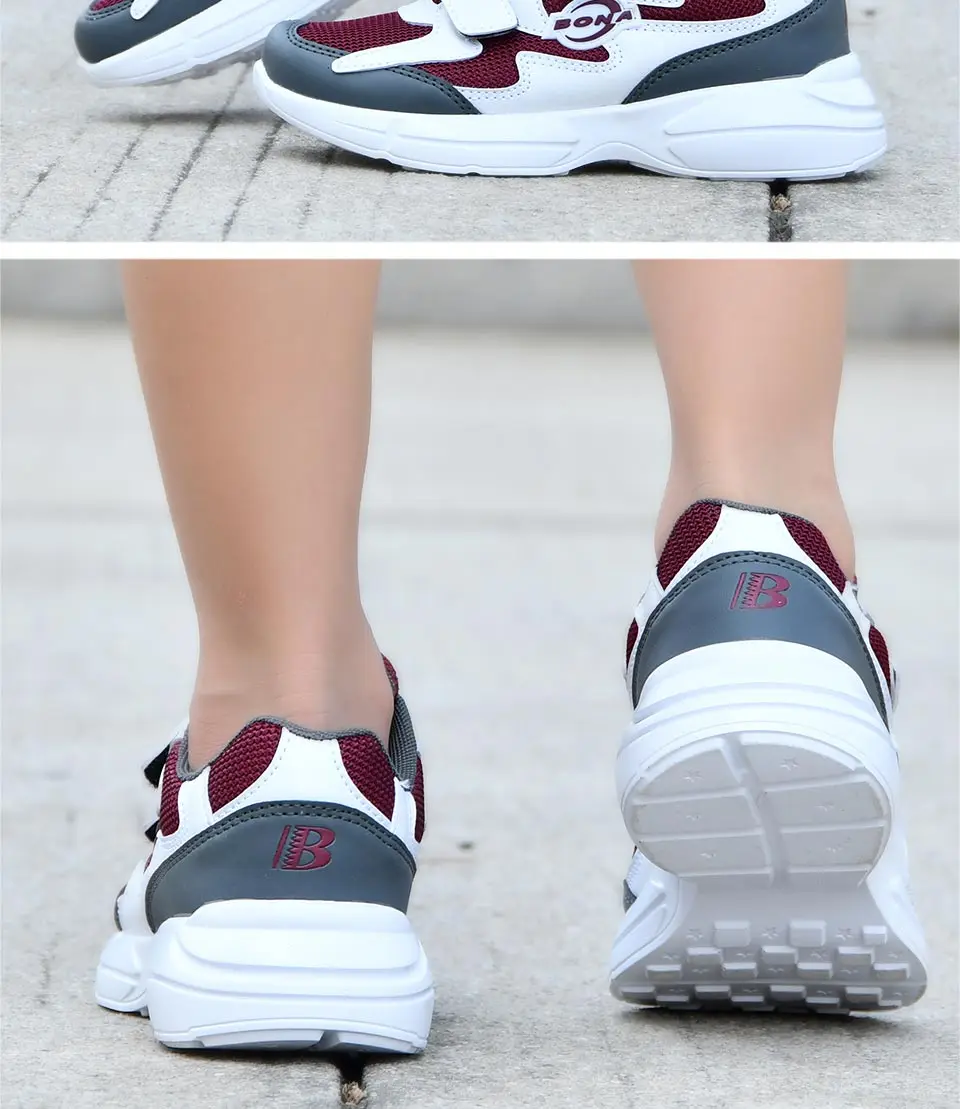 BONA/Новинка; сетчатые кроссовки для мальчиков; детская спортивная обувь для девочек; обувь для бега; детская дышащая Студенческая Повседневная обувь; модная Осенняя обувь