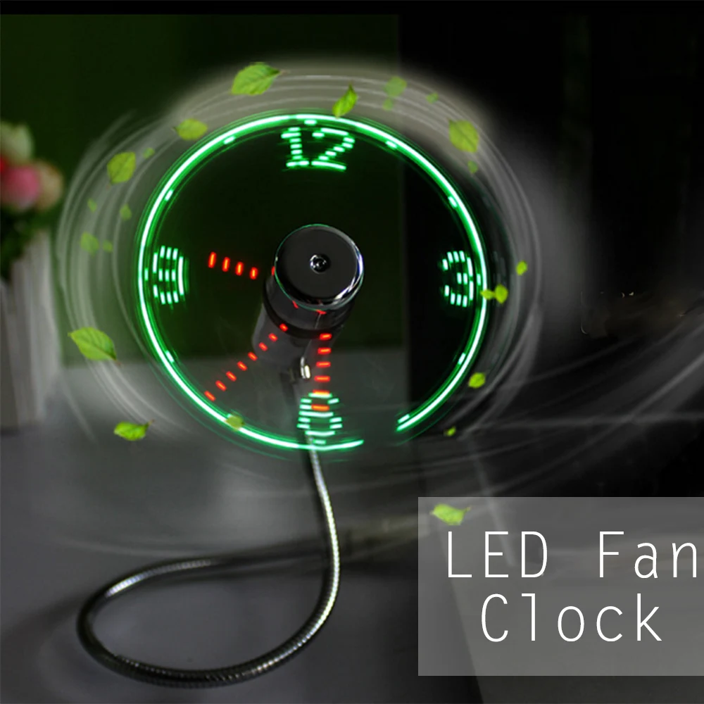 

Mini LED Clock Fan Real Time Display Gadget Portable Time memory Function USB Fan Heat dissipati for Computer Tablet Power Bank