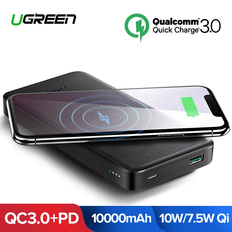  Ugreen 10000 мАч power bank с беспроводной зарядкой.