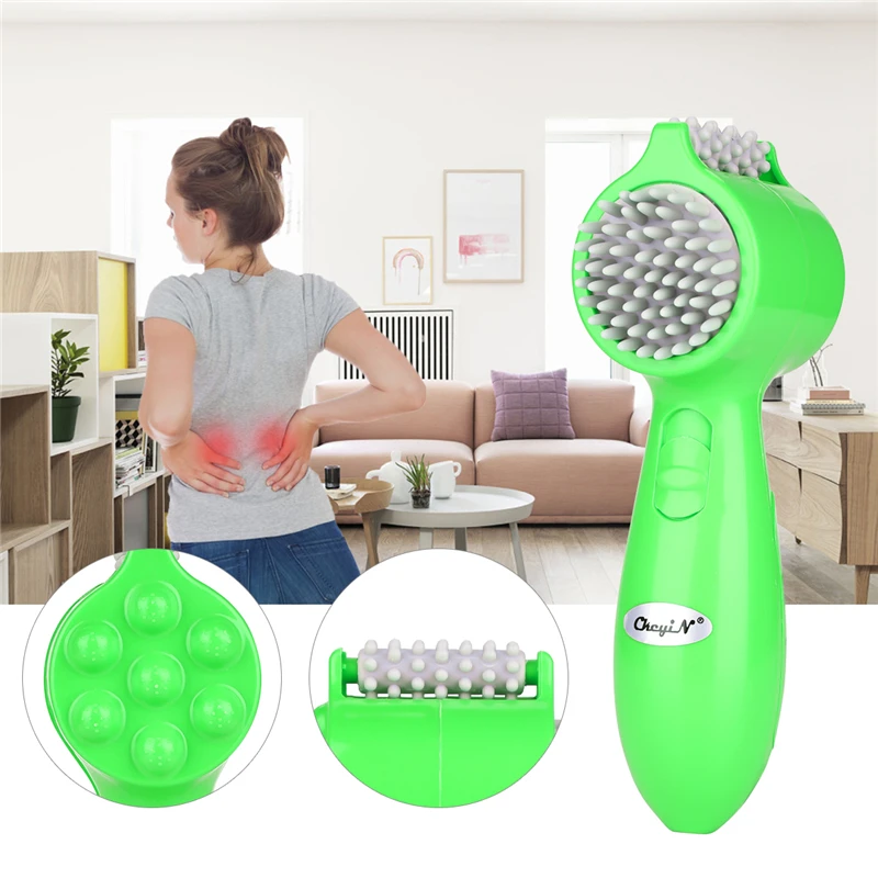 

USB Electric Handheld Massager Vibrating Roller Wheel Relax Tooth Comb Massage Body Neck Waist Pressure Points Pain Relief