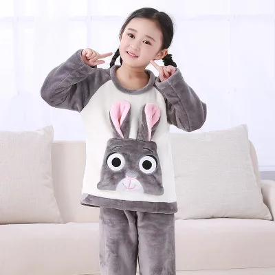 Осенне-зимняя детская флисовая Пижама домашняя одежда Пижама для мальчиков теплая фланелевая одежда для сна одежда для отдыха для девочек детские пижамы из кораллового флиса - Цвет: girl model 2