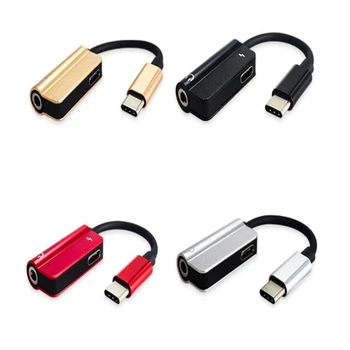 

2 in1 Type C to 3.5mm Charger Headphone Audio Jack USB-C Charger Cable Adapter xiaomi 6 MIX2 huawei Mate10 0.1M