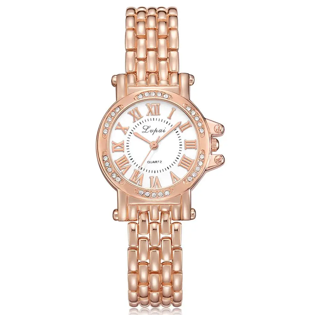 

Fashion Casual Women Rhinestones Inlaid Roman Numerals Mesh Strap Quartz Wrist Watch Clock Gift