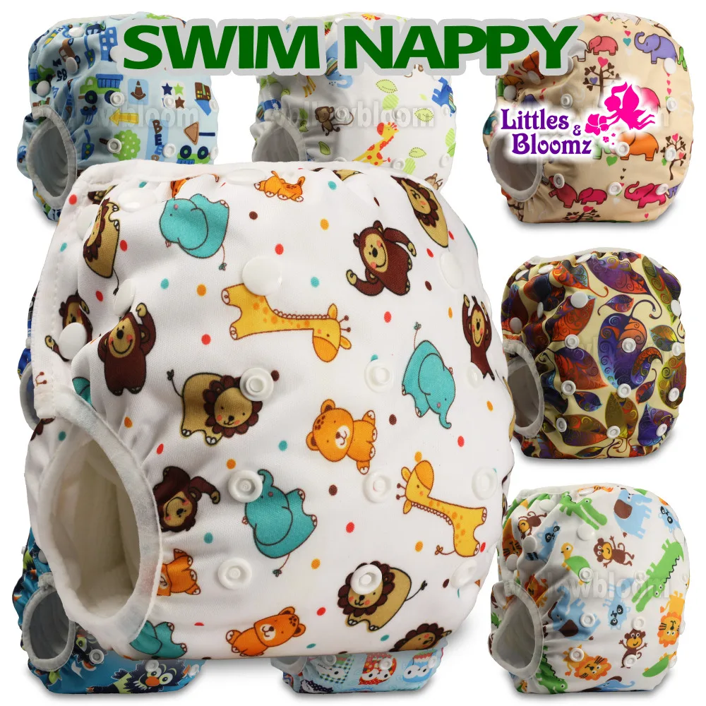 [Littles& Bloomz] Детские многоразовые подгузники для плавания, 1 шт., одежда для купания с героями мультфильмов, Детский Регулируемый летний подгузник для плавания, штаны, подгузники