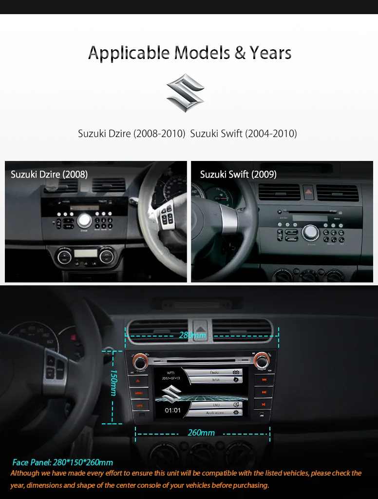 Clearance XTRONS 8" HD Digital Touch Screen 2 Din Car Radio DVD Player GPS Navigation Steering Wheel for Suzuki Dzire 2008 2009 2010/Swift 1