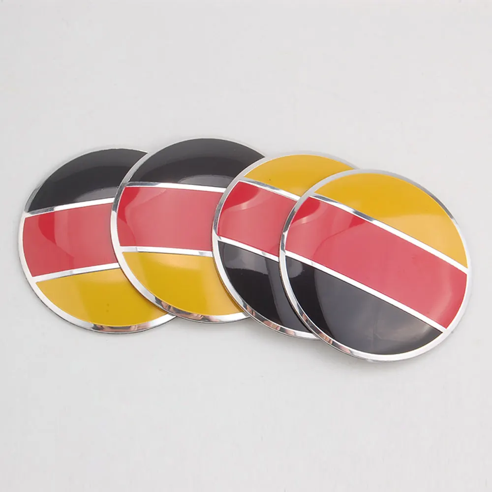 

4x German Flag Car Tuning Wheel Center Cap Hub Cover Emblem Sticker 56mm Aluminum Universal Fit For VW CC POLO GOLF Decoration