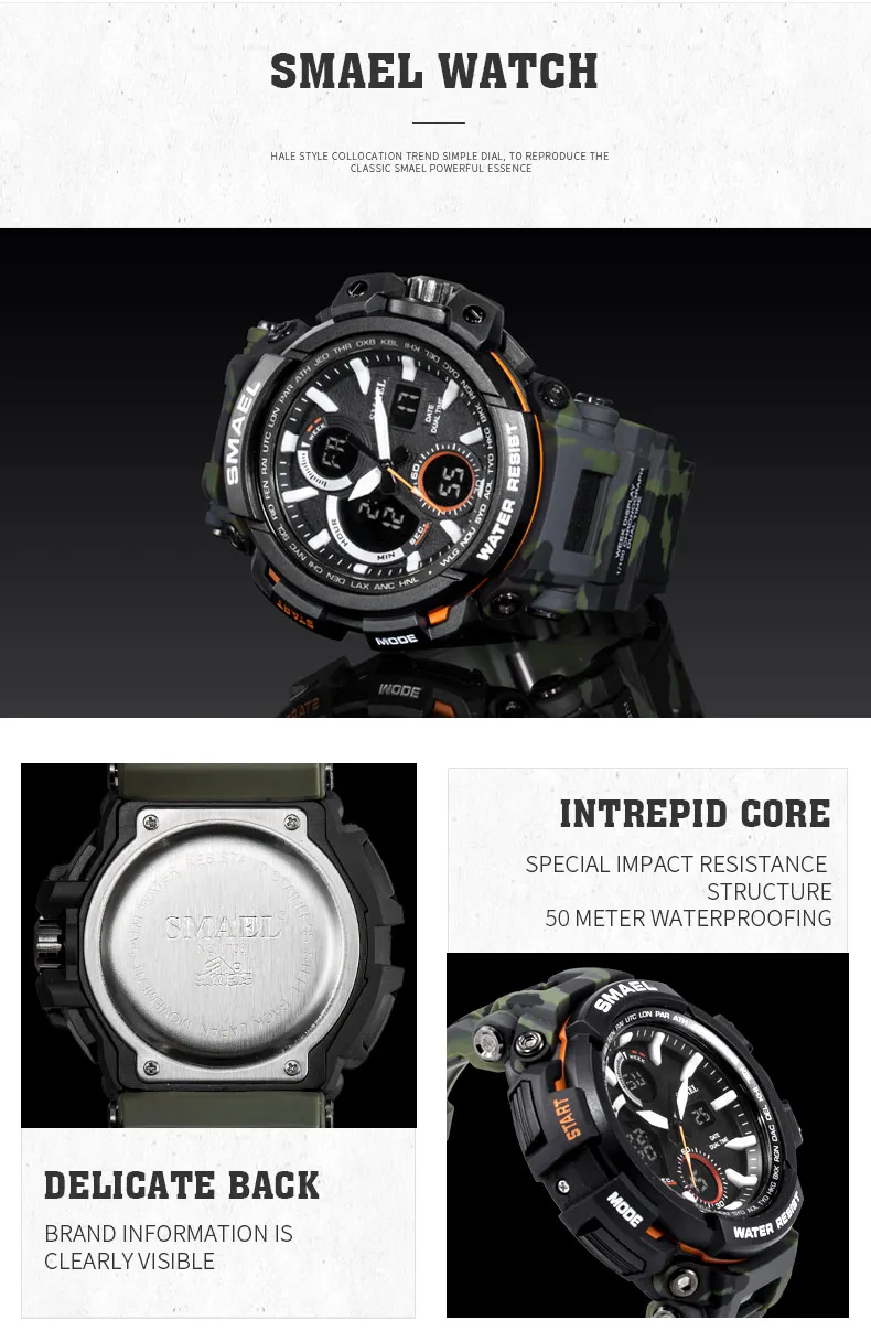 Dual Time Camouflage Military Watch with rugged design10