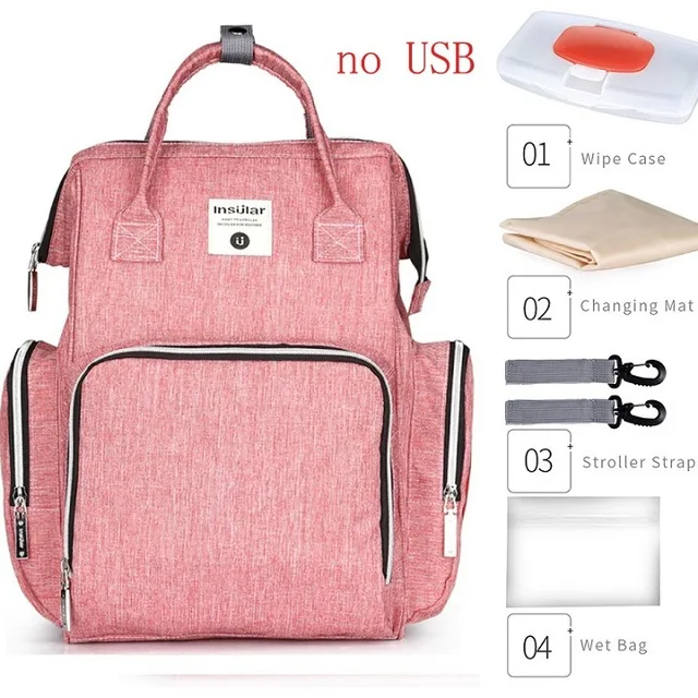Сумка для подгузников большая емкость USB сумка для подгузников водонепроницаемый дорожный рюкзак для беременных сумка для ухода за ребенком сумка для детской коляски - Цвет: as picture