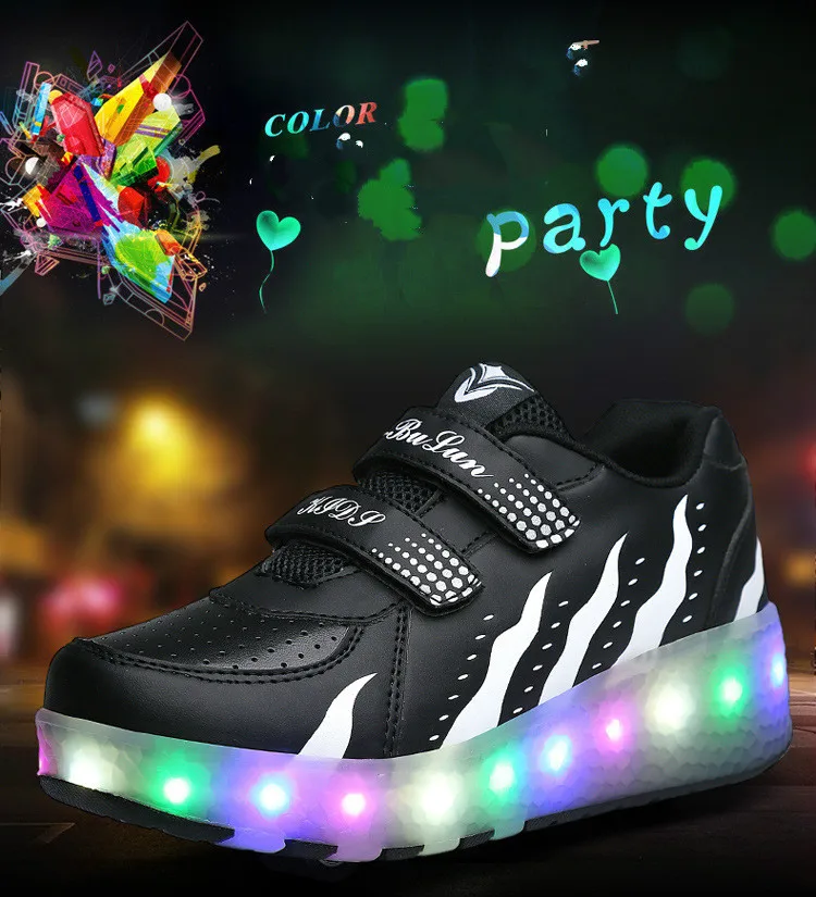 Jazzy светодиодный светильник детская обувь для роликовых коньков с колесами детские кроссовки для мальчиков и девочек светящиеся кроссовки светящиеся один/два колеса