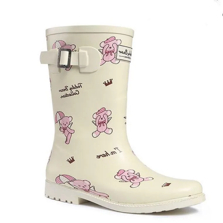 flat heel rain boots