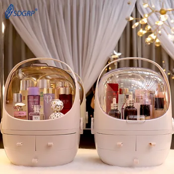 

New Acrylic Makeup Organizer Plastic Transparent Portable Casket Container Jewelry Cosmetic Box Storage Bag Women Make Up Holder