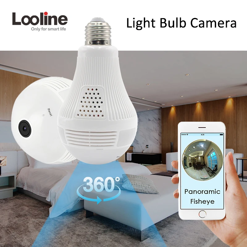 

IP Bulb Camera 360 Degree 960P Wifi Looline Panoramic Fisheye Camera P2P Phone Remote IP Lamp Camera Baby Monitor Two-way audio
