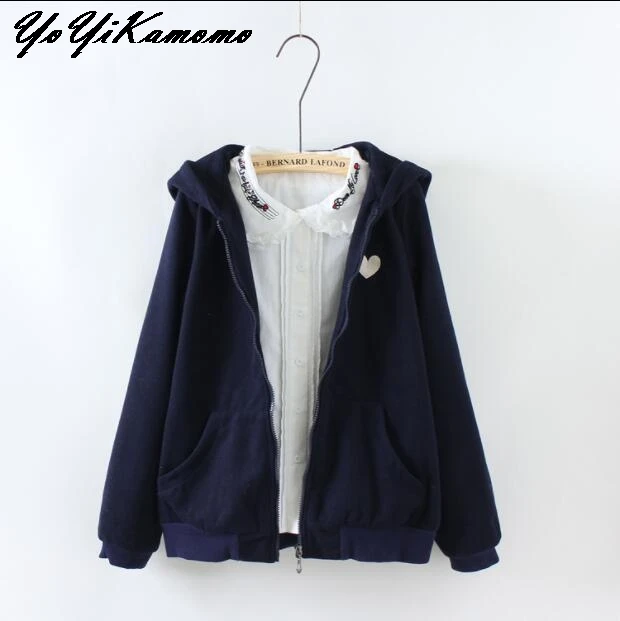 

YoYiKamomo Women Parkas Winter Warm 2017 New Japanese Mori Girl Cartoon Hooded Casual Winter Women Coat