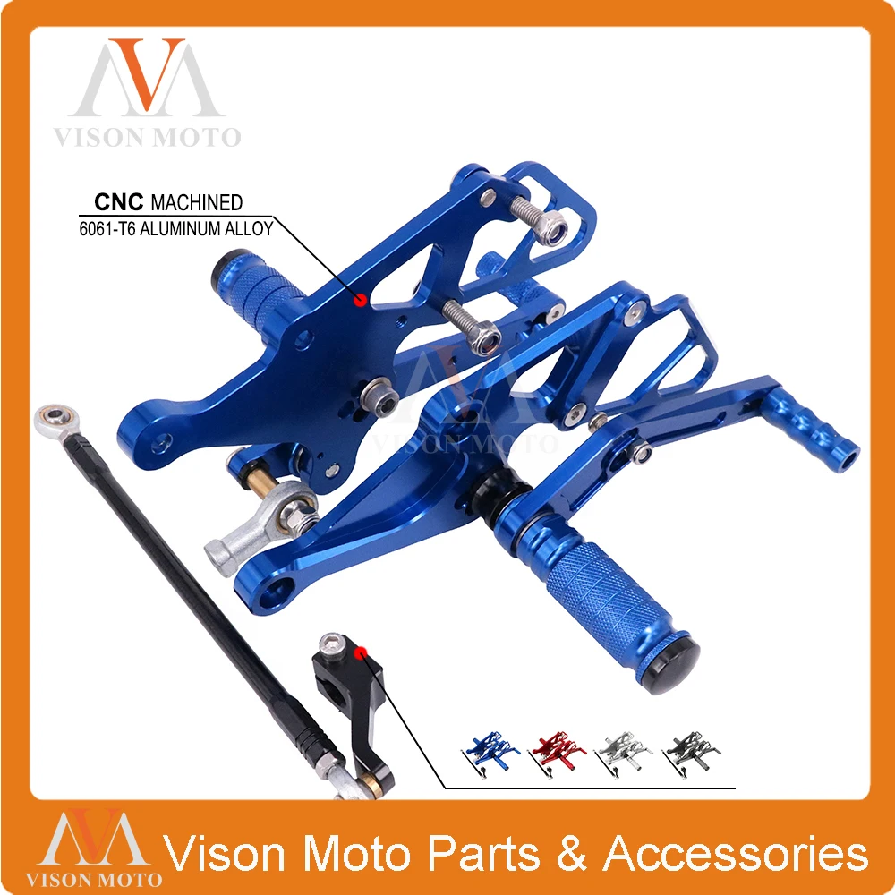 Motorcycle Aluminum Double Stainless Steel Billet Adjustable Rearset Foot Pegs Pedal For Yamaha FZ-07 MT-07 2013 2014 2015-2017 Motorcycle Aluminum Double Stainless Steel Billet Adjustable Rearset Foot Pegs Pedal For Yamaha FZ-07 MT-07 2013 2014 2015-2017