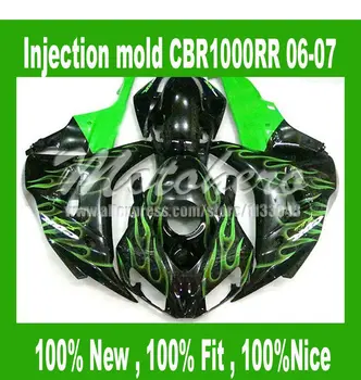 

Injection Fairings for honda CBR1000 RR 06 07 CBR 1000 RR 2006 2007 CBR100RR 06-07 #S3L44 ABS fairing parts green flame black