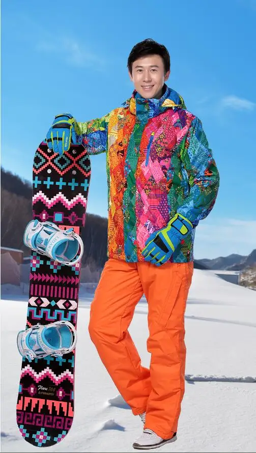 Marsnow, мужские лыжные костюмы, комплект, теплая куртка с капюшоном для сноуборда+ штаны, лыжный костюм для мужчин, ветрозащитная Водонепроницаемая зимняя спортивная одежда для улицы - Цвет: 1