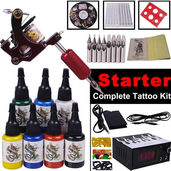 

A full set of Tattoo kit complete tattoo machine set ink tip needles tool equipment machine tattoo Body Art kit for beginner