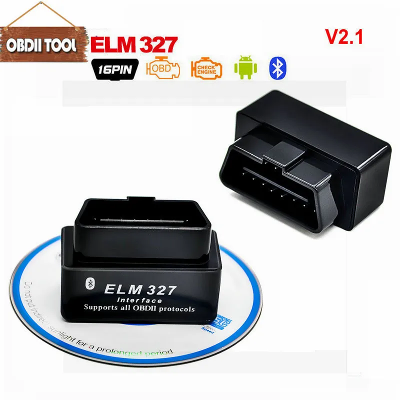 Black OBD2 Bluetooth Interface V2.1 ELM327 NEW OBD Tool For Android