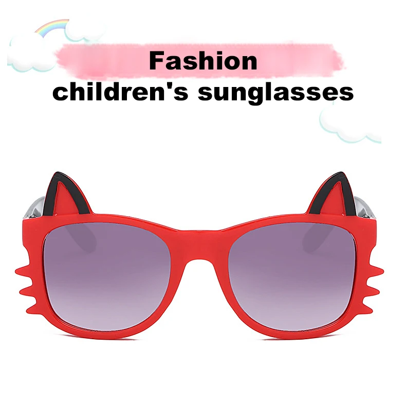 MINIMUM Children Cute Cat Head Type Fashion Sunglasses Sunshade Ultra-light Frame Clear Lens Sunshades Girls Sun glasses1 (1)