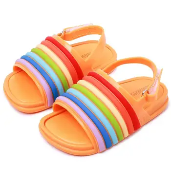 

Mini Rainbow Strip Baby Jelly Sandals 2019 New Summer Shoes Jelly Shoe Girl Non-slip Kids Sandal Toddler Princess Beach Shoes