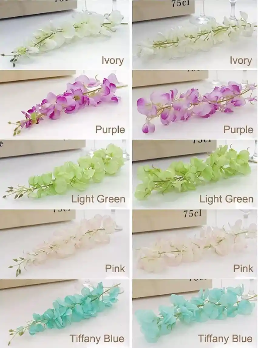 Free Shipping Elegant Artificial Silk Flower Wisteria Vine Rattan
