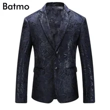 Batmo Новое поступление осенние модные высококачественные бархатные повседневные синие костюмы с принтом мужские повседневный мужской блейзер большие размеры 7799