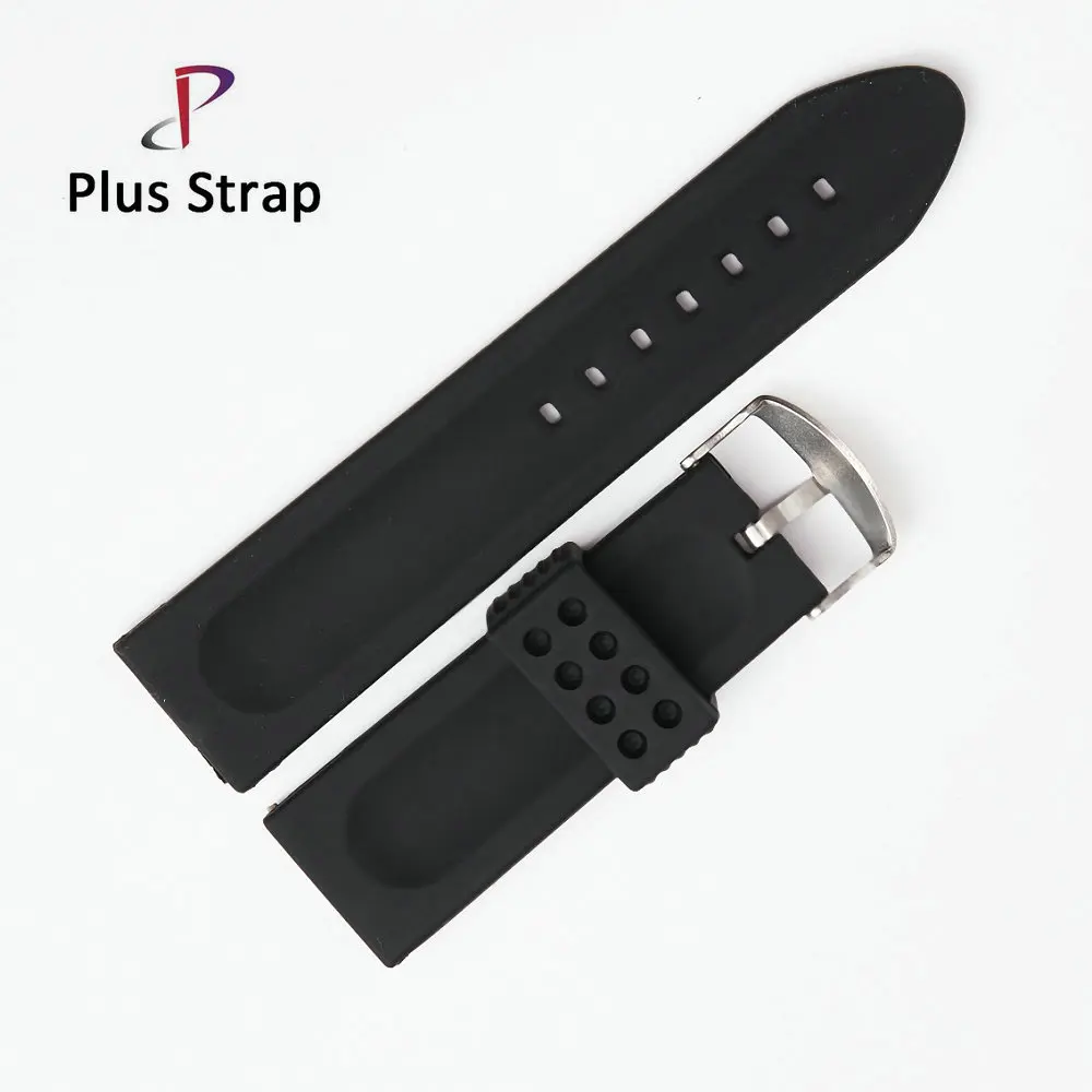 Plus strap Black Soft Silicone Sport Men Watch Strap Accessories Women