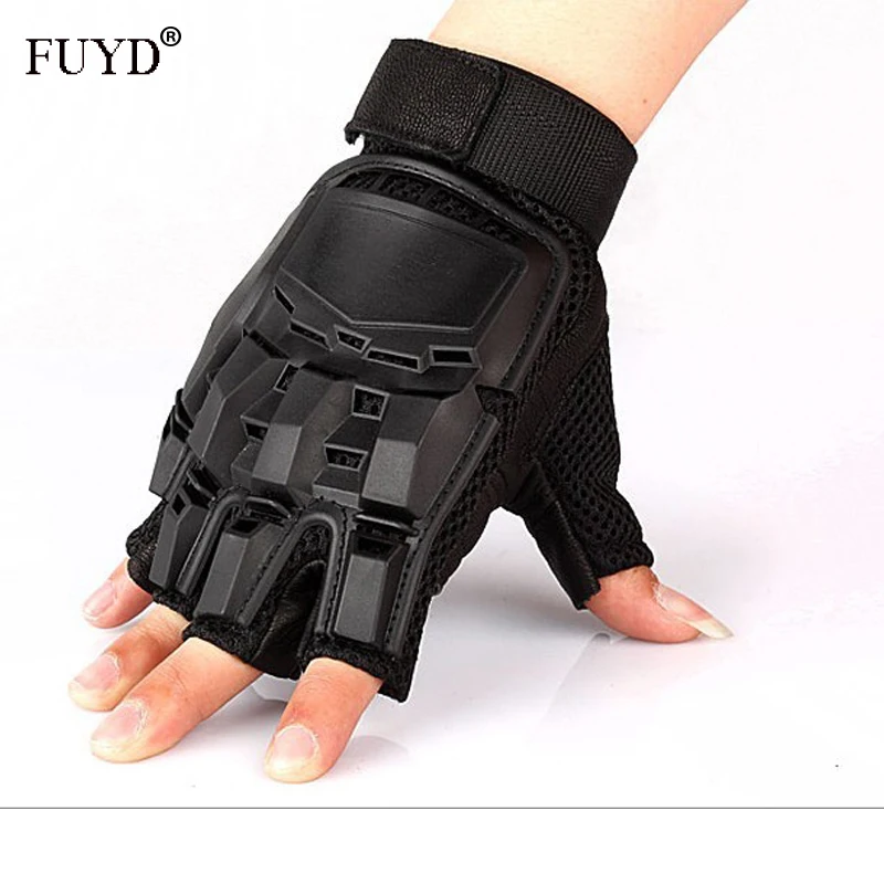 Men Military Tactical Gloves Training Paintball Airsoft Shooting Half Finger Hard Plastic shell
